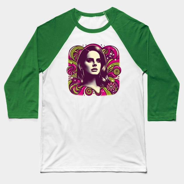 Lana Del Rey -  Psychedelic Glamour Baseball T-Shirt by Tiger Mountain Design Co.